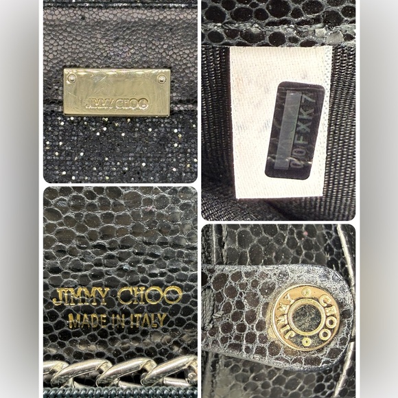 Jimmy Choo Reese Leather & Glitter Clutch w/ Unbranded Chain - Picture 12 of 12